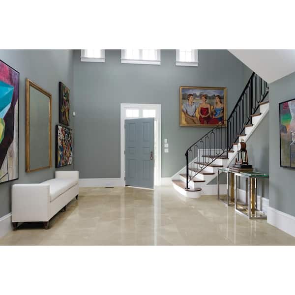 Madison Cream 24 in. x 24 in. Polished Porcelain Marble Look Floor and Wall Tile (16 sq. ft. /Case)