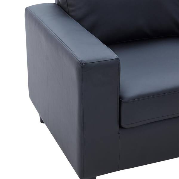 Magic Home 2 Piece Morden Black Pu Leather Living Room Set With 3 Seat Sofa Couch And Loveseat Cs Sg000415aaa 3 Seat Sofa Couch And Loveseat, Black Leather 3 Seater Sofa And Chair Set