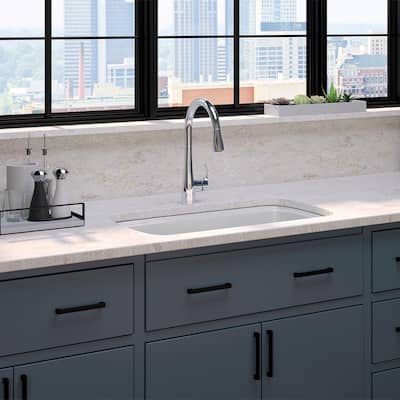 Brookfield Undermount Cast Iron 33 in. Double Bowl Kitchen Sink with Simplice Faucet
