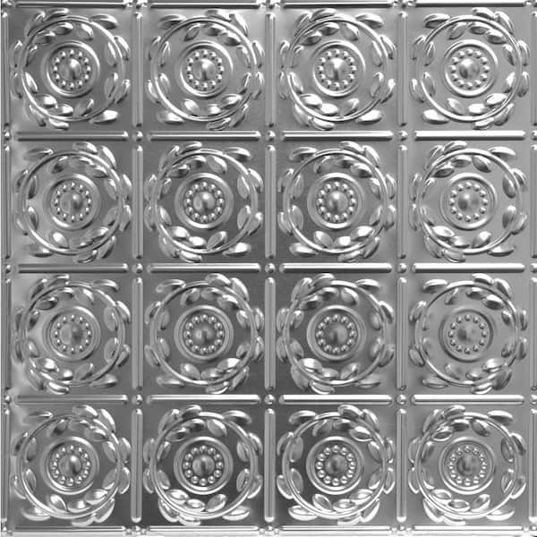 FROM PLAIN TO BEAUTIFUL IN HOURS Crowning Glory Steel (Unfinished) 2 ft. x 2 ft. Decorative Lay-in Tin Ceiling Tile (24 sq. ft./Case)