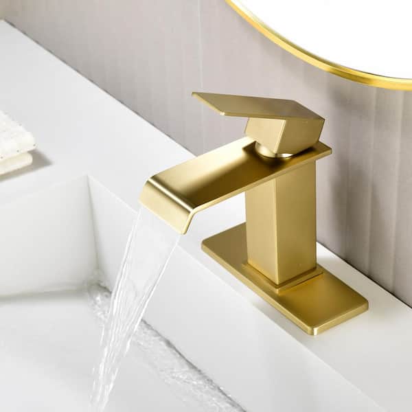 Ami Mid Arc Single Handle Single-Hole Bathroom Faucet 1.2 GPM With Drain in Brushed Gold