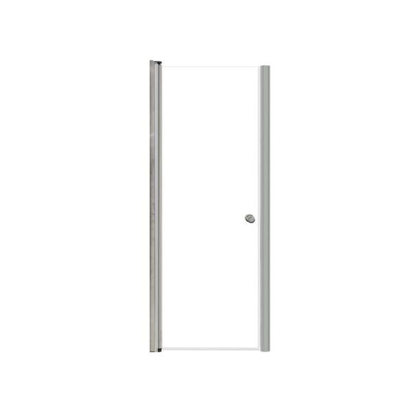 Transolid Lyna 27 in. W x 70 in. H Pivot Frameless Shower Door in Brushed Stainless with Clear Glass