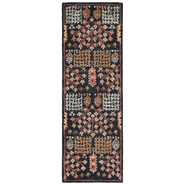 Aspen 2 ft. x 11 ft. Black/Red Oriental Runner Rug