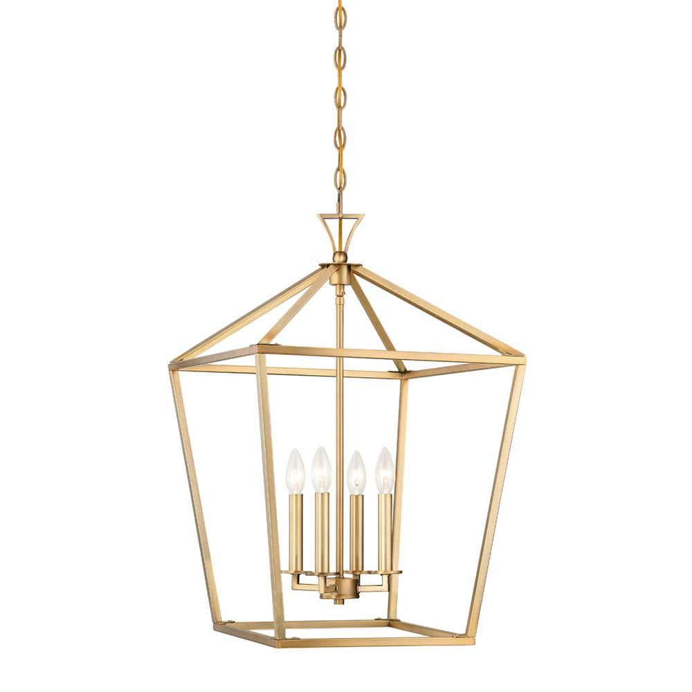 Warm Brass 4-Light Open Lantern Chandelier