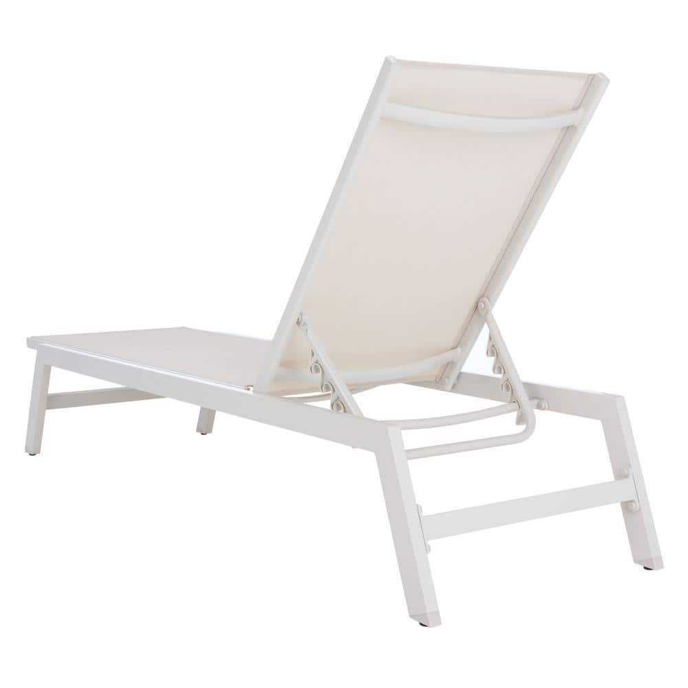 Coastal Breeze Silver and Beige Armless Chaise Lounger with Cushions