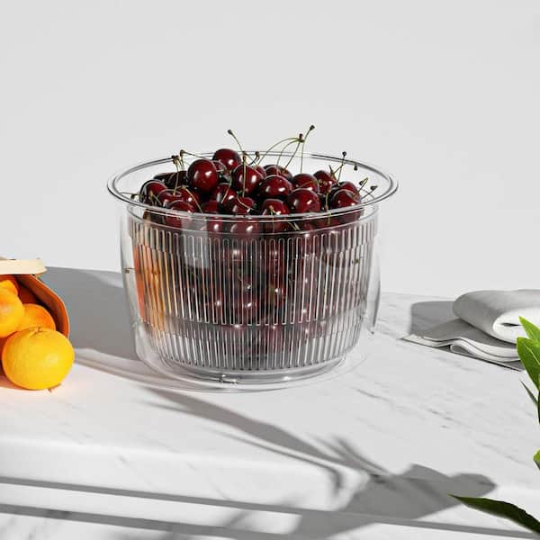 Salad Spinner with Rotary Handle High Efficiency Wash Spin Dry Vegetable Washer Non Slip Base 3 qt. Black