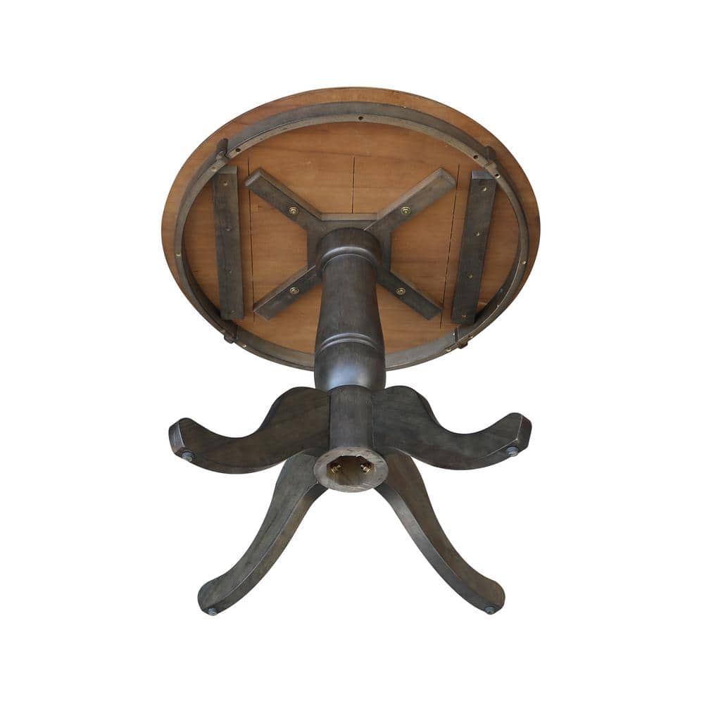 Hickory and Washed Coal 30" Round Pedestal Table with 2 X-Back Chairs