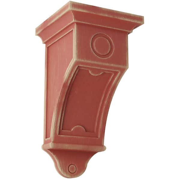 Ekena Millwork 7-1/2 in. x 14 in. x 7-1/2 in. Salvage Red Arts and Crafts Wood Vintage Decor Corbel