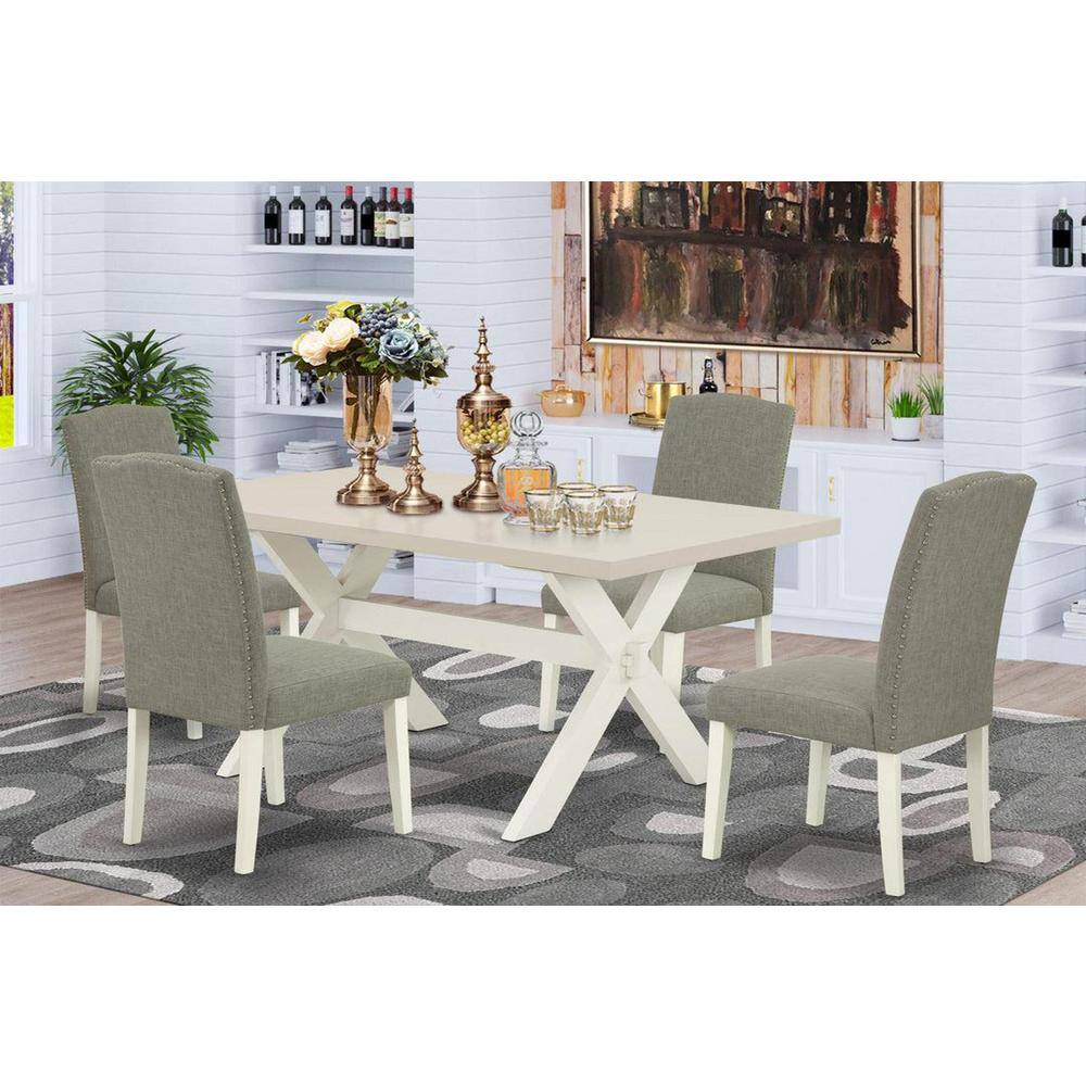 5-Piece Rectangle Natural Oak Finish Solid Wood Top Dining Table with 4 Upholstered-Chairs with Lattice Back price history on PriceWatchPro