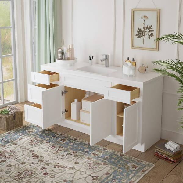 Vanity Art 69 in. W x 21 in. D x 32.5 in. H Bath Vanity Cabinet without Top in White VA4015 1W 15 3W 39 W