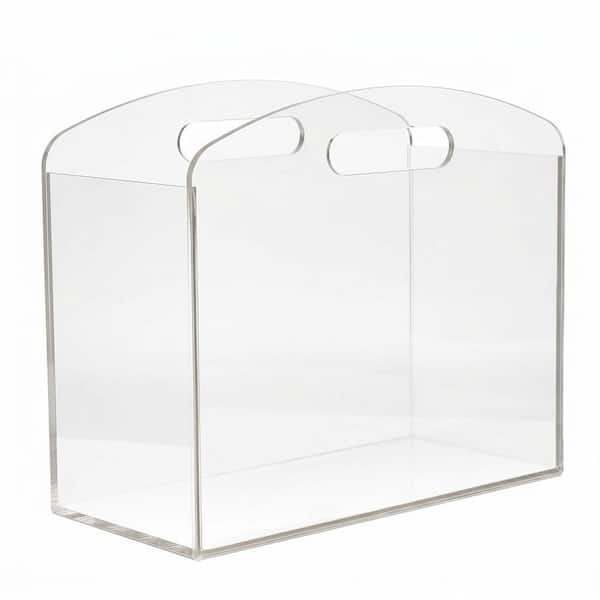 Clear 12 in. x 7 in. Plastic Freestanding Magazine Rack