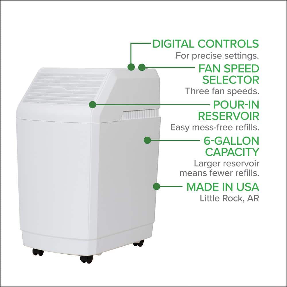 White Digital Whole House Evaporative Humidifier with 2700 sq ft Coverage