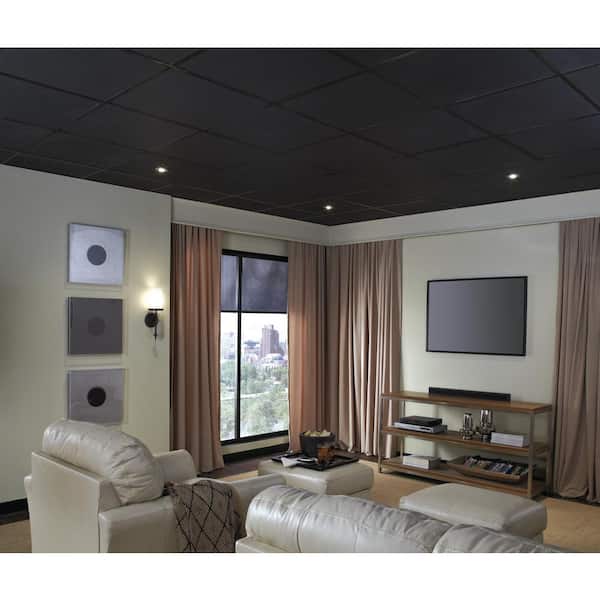 Fine Fissured Black Lay-in Suspended Suspended Ceiling Tile Sample 6 in. x 6 in.