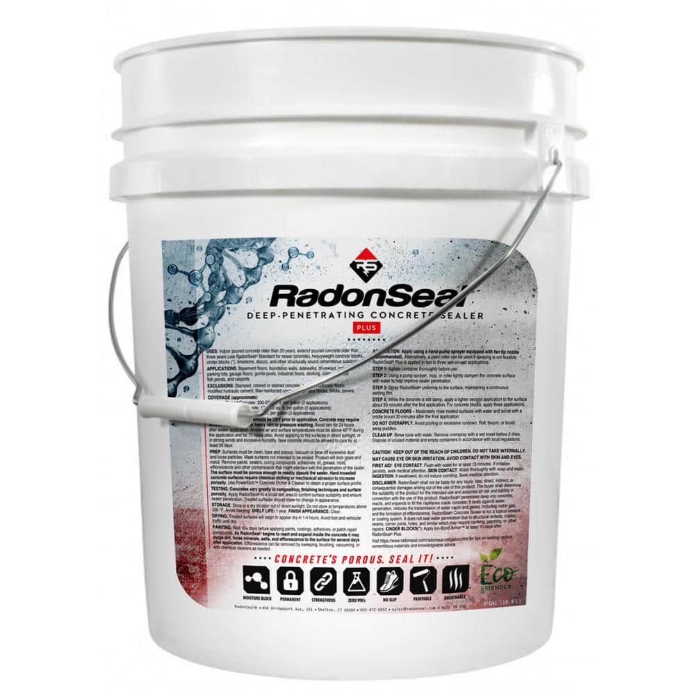 Radonseal Plus 5 Gal Deep Penetrating Concrete Sealer For Foundations And Basement Floors 110 The Home Depot