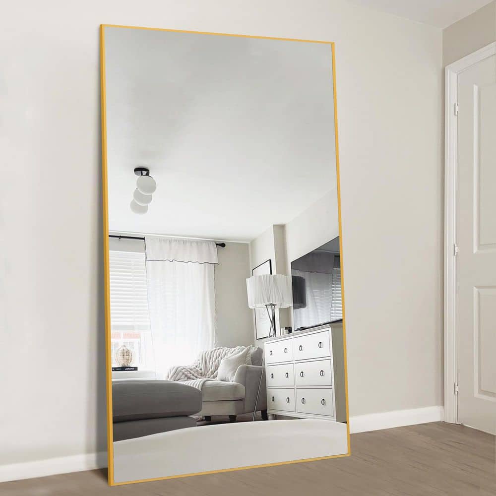 Seafuloy 32 in. W x 71 in. H Oversized Gold Metal Modern Classic  Full-Length Floor Standing Mirror HZ-J-M015 The Home Depot