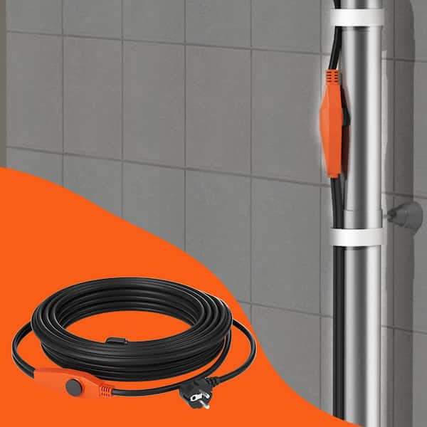 Pipe Heating Cable, 80 ft. 7W/ft. Heat Tape for Pipes with Built-In Thermostat, Water Pipe Heat Cable Protects PVC Hose