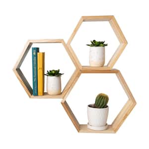 3.9 in. x 15 in. x 15 in. Oak Wood Decorative Cubby Wall Shelves