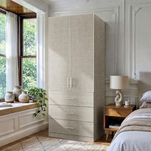Homsee 1-Piece Gray Wood Queen Bedroom Set with Wardrobe Storage