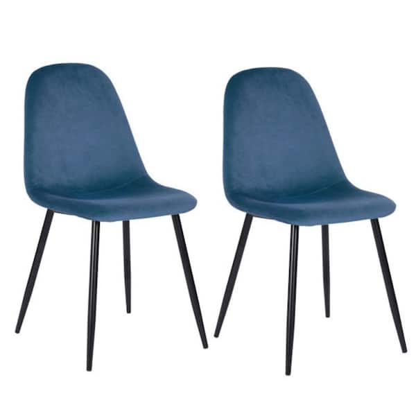 Homy Casa Charlton Blue Velvet Upholstered Side Dining Chairs(Set of 2)