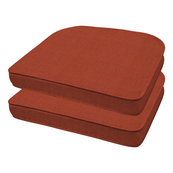 Honeycomb Textured Solid Terracotta Rounded Outdoor Seat Cushion (2-Pack)