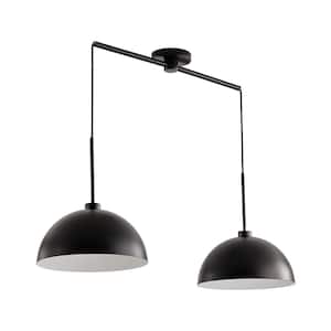 2-Light Black Pendant Light Hanging Light with Metal Shade
