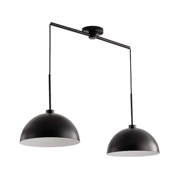 Lasaideal 2-Light Black Pendant Light Hanging Light with Metal Shade