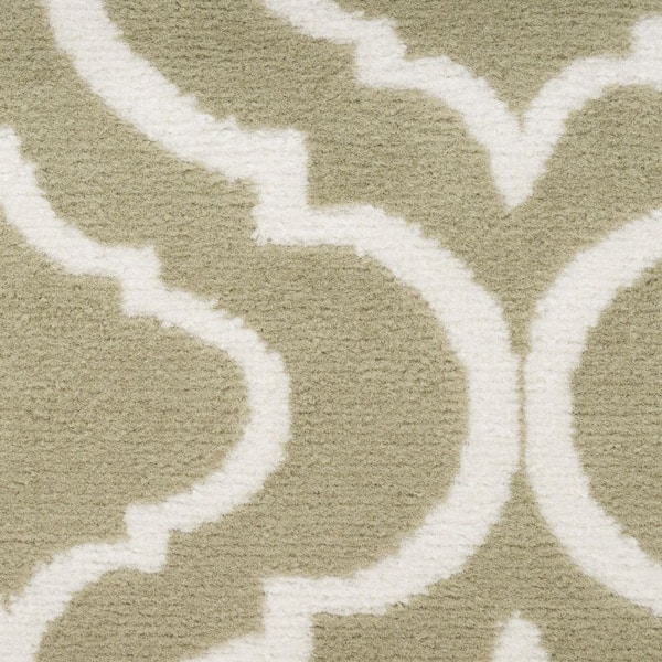 8' X 10' Olive Green and Ivory Trellis Non Skid Area Rug