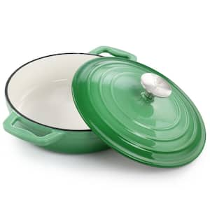 2 qt. Round Enameled Cast Iron Braiser Pan in Green