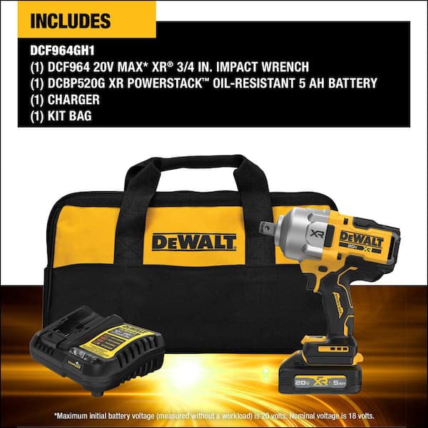 20-Volt Li-Ion Brushless Cordless 1/2 in. Impact Wrench (Tool-Only) w/ 20-V Battery Pack 5Ah (2-Pack), Charger & Kit Bag 20-Volt Li-Ion Brushless Cordless 1/2 in. Impact Wrench (Tool-Only) w/ 20-V Battery Pack 5Ah (2-Pack), Charger & Kit Bag