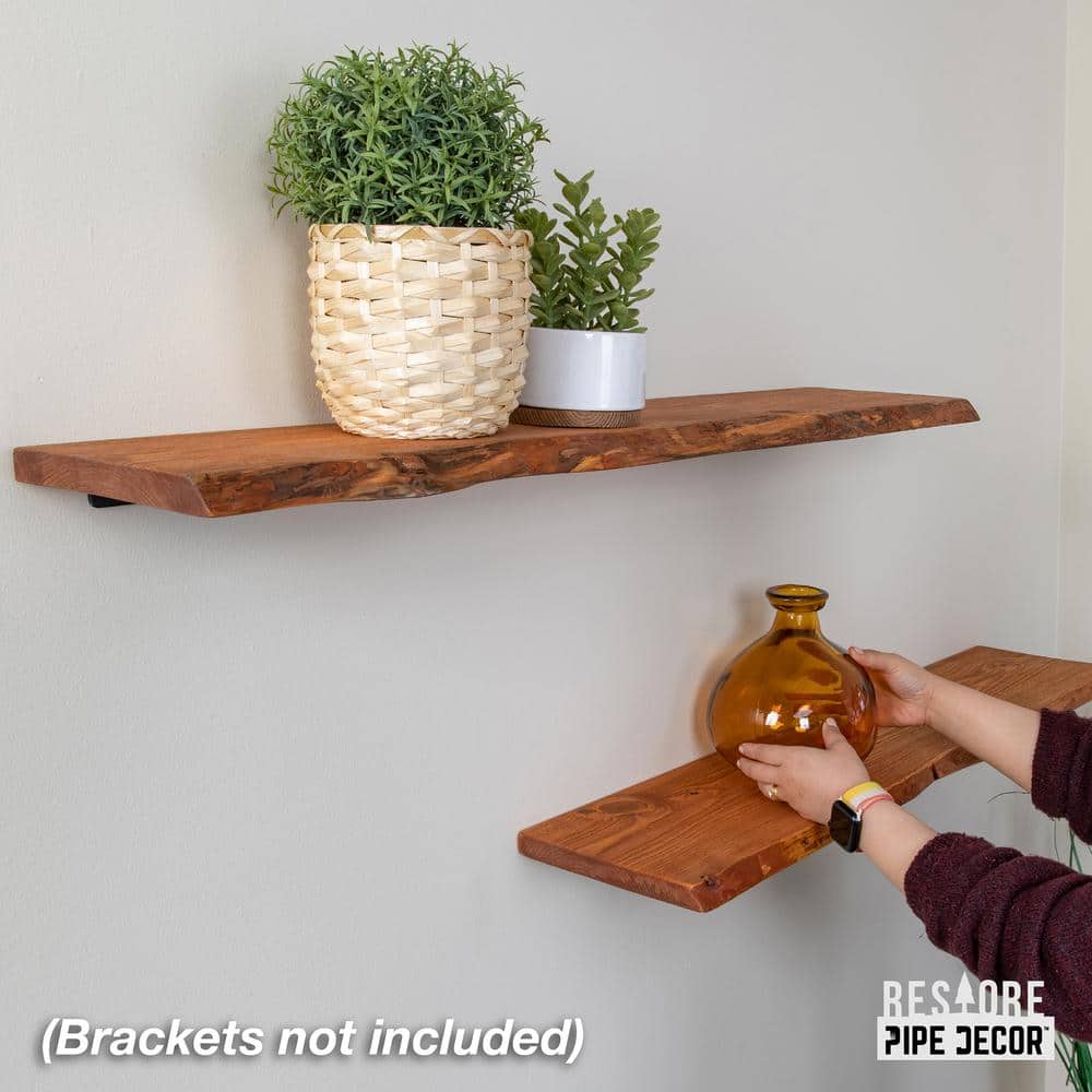 36" Sunset Cedar Live Edge Solid Wood Wall Shelf Set