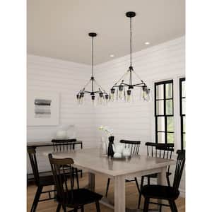 Cashiers 24 in. 5-Light Graphite Chandelier with Clear Glass Shades