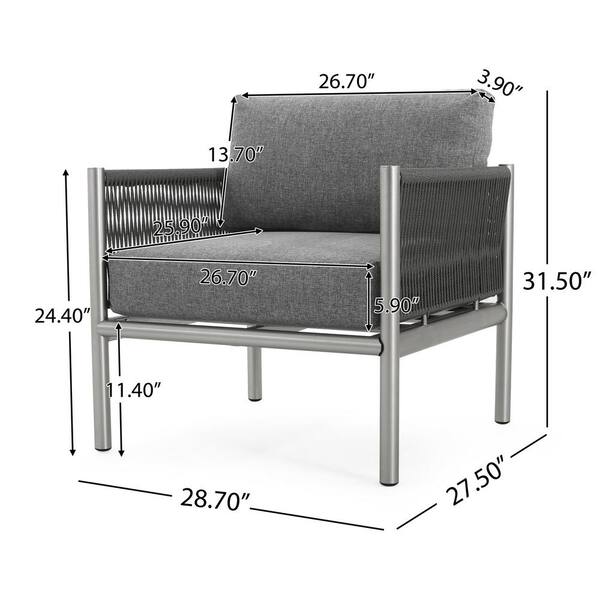 Noble House Patio Silver Aluminum Frame Outdoor Lounge Chair