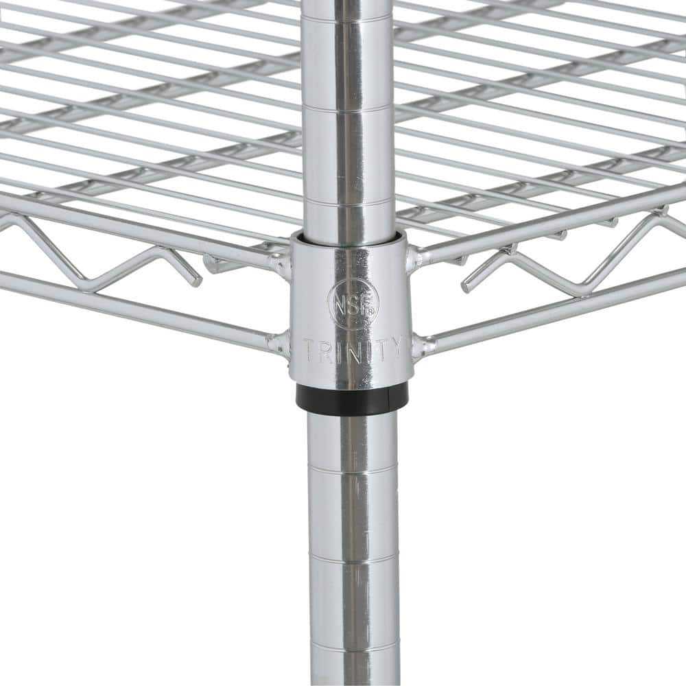 EcoStorage Silver Heavy-Duty Steel Kitchen Cart with Adjustable Shelves
