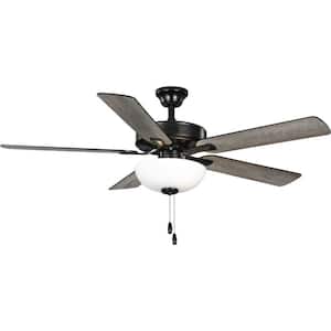 AirPro 52 in. Matte Black LED 5-Blade Indoor AC Motor Transitional Ceiling Fan with Light
