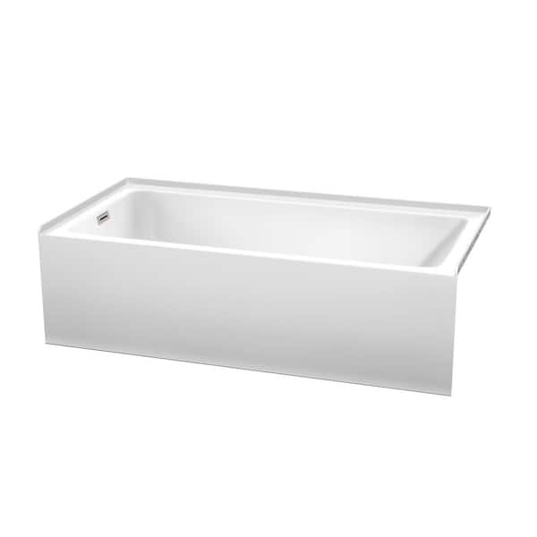 Grayley 60 in. L x 30 in. W Soaking Alcove Bathtub with Left Hand Drain in White with Brushed Nickel Trim
