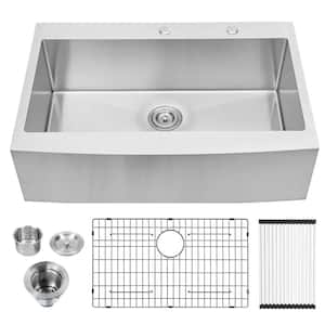 33 in. Drop in Farmhouse Single Bowl 16 Gauge Stainless Steel Kitchen Sink with Bottom Grids