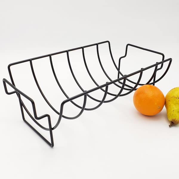 Rack Holder for Grilling to Hold 6 Rib Rack BBQ Dragon Extra Large Combination Rib Rack and Roast Chicken Rack with Non Stick Porcelain Coating Steel Black 