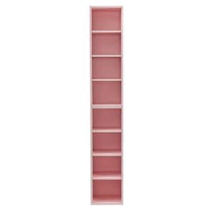 8-Tier MDF Tower Double-Decker Storage Shelf with Adjustable Shelves,Pink