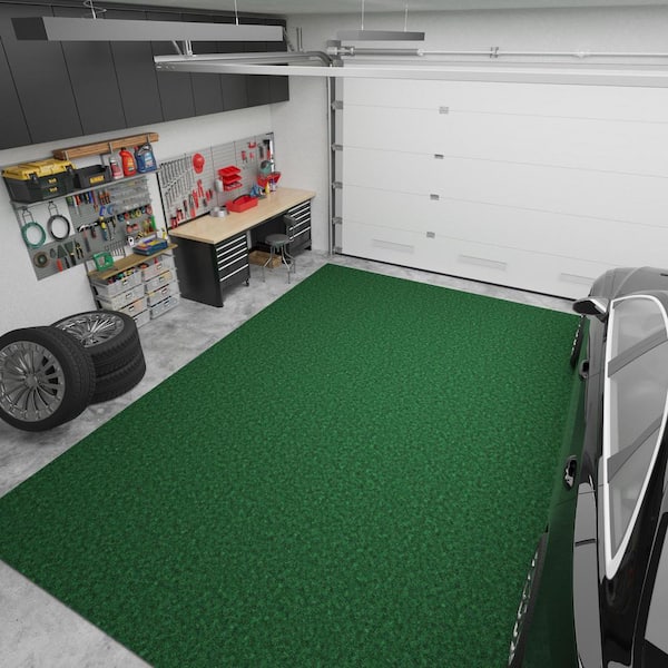 Lifesaver Scrape Rib Non-Slip Custom Long Hallway Runner Rug 6 ft. 6 in. x 10 ft. Green Polyester Garage Flooring