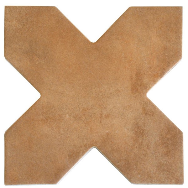 Terralis 7 in. x 7 in. Matte Terracotta Porcelain Cross Wall and Floor Tile (5.6 sq. ft./case)-16 Pack