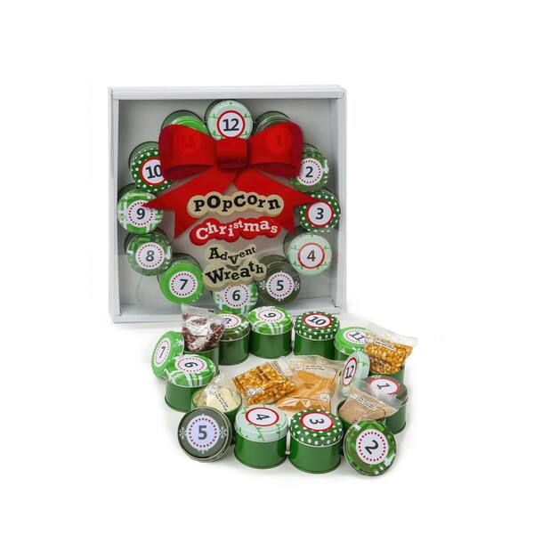 Wabash Valley Farms 12-Piece Christmas Wreath Popcorn Advent Calendar with 6-Varieties of Gourmet Popcorn Kernels and 6-Seasoning Flavors 45026 - The Home Depot