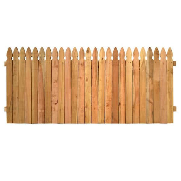3-1/2 ft. x 8 ft. Western Red Cedar Privacy French Gothic Flat Wood Fence Panel Kit