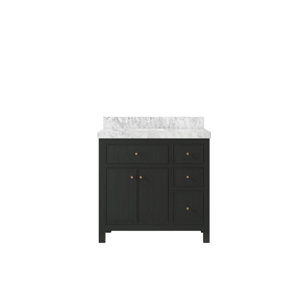 "Sonoma 36 in. W x 22 in. D x 36 in. H Left Offset Sink Bath Vanity in Black Top with 2"" Carrara Marble Top" price history on PriceWatchPro