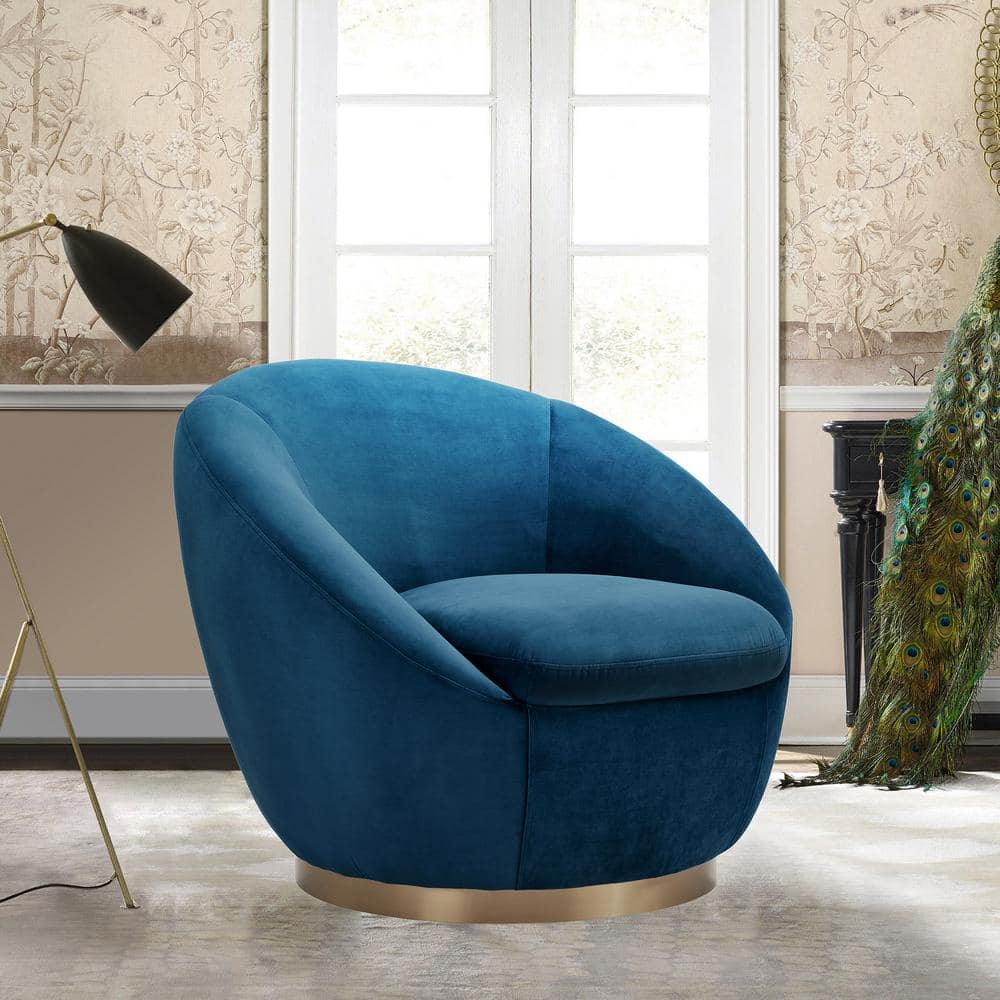 Armen Living Yves Navy/Gold Velvet Swivel Accent Arm Chair LCYVCHNAVY ...