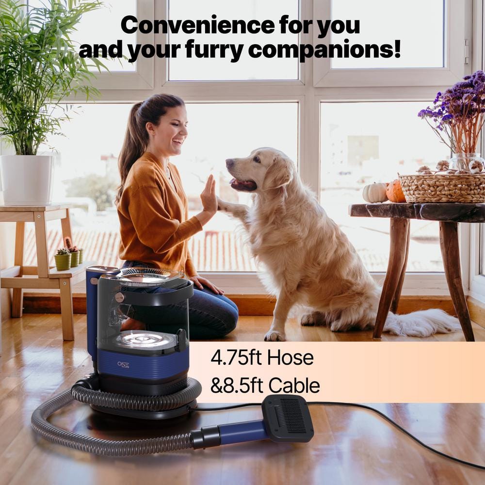 Blue Pet Grooming Vacuum Kit with Multiple Attachments