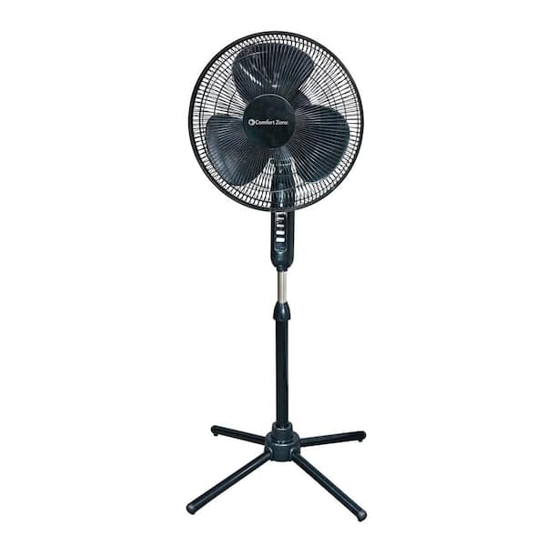 Comfort Zone 16 in. Black Oscillating Pedestal Fan