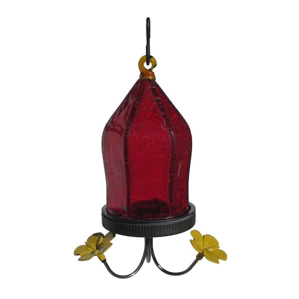 Nature's Way Bird Products Red Crackle Glass Hummingbird Feeder