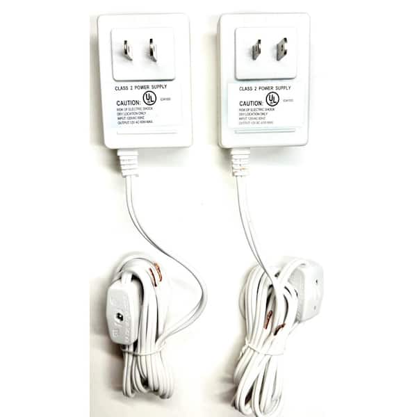 60-Watt Wall Mount Power Supply Plug 12-Volt AC Transformer with On/Off switch White Color 2-PACK