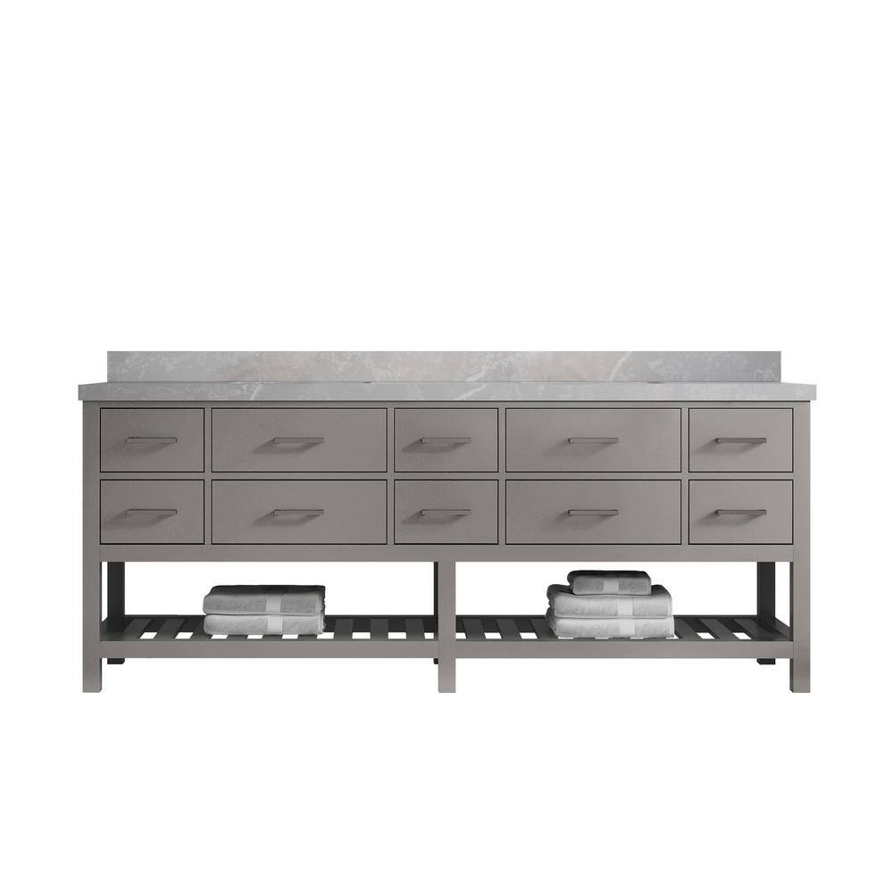 Parker 84 in. Double Sink Freestanding Elephant Gray Bath Vanity with Regular Pearl Gray Qt. Top Unassembled price history on PriceWatchPro