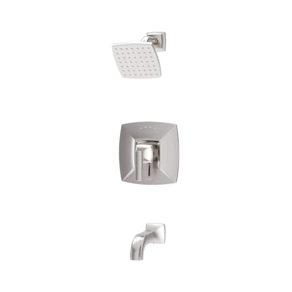Oak HydroMersion Single Handle Tub and Shower Faucet Trim Kit with Volume Control in Satin Nickel